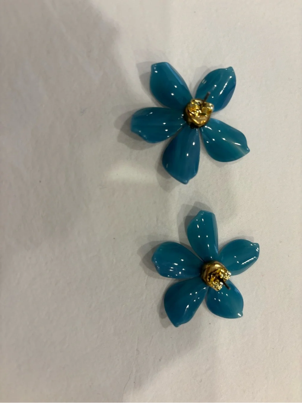 Blue Floral Statement Earrings - Women Accessories
